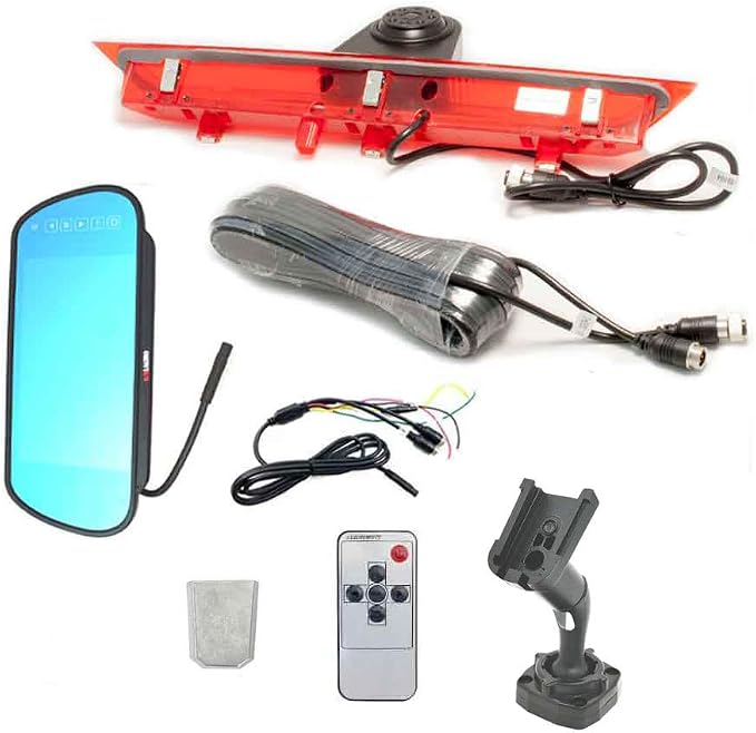 Compatible for Ford Transit 150 2015-2018, Transit 250 2015-2018, Transit 350/350 HD 2015-2018,350HD L4H3 Brake Light Backup Camera with 7 inch Clip-on Mirror Monitor (Transit Van)