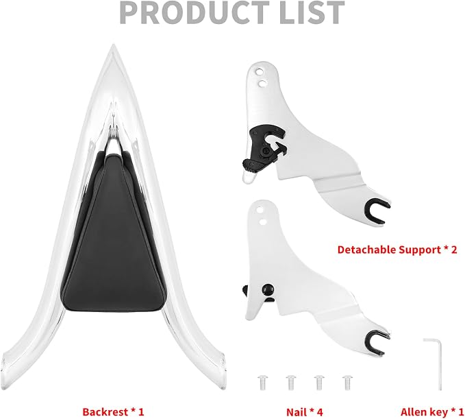 2009-2025 Sissy Bar Backrest, Detachable Passenger Backetst Sissy Bar Fit for Harley Touring Street Glide Road Glide Road King Electra Glide Chrome