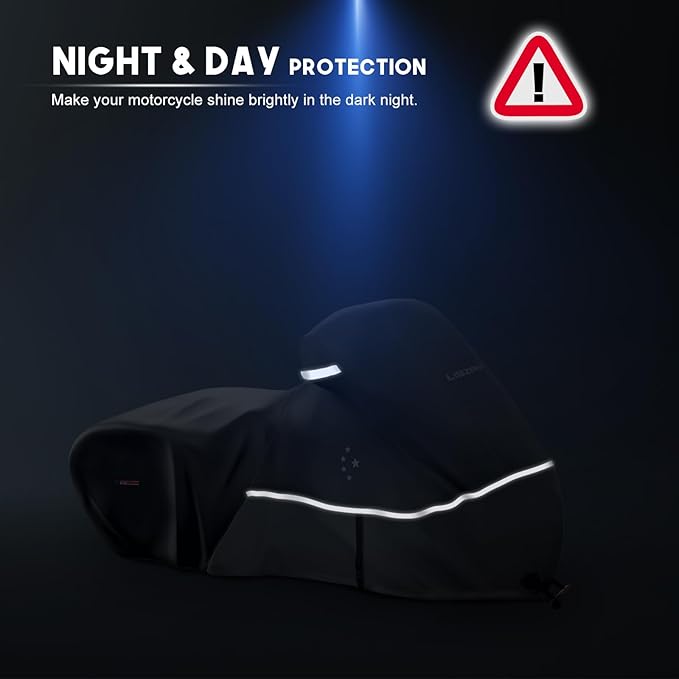 Motorcycle Cover LI LIBZAKI 600D Heavy Duty Storage All Season Universal Weather Waterproof Outdoor Protection 96" XXL Vehicle Cover/Gray