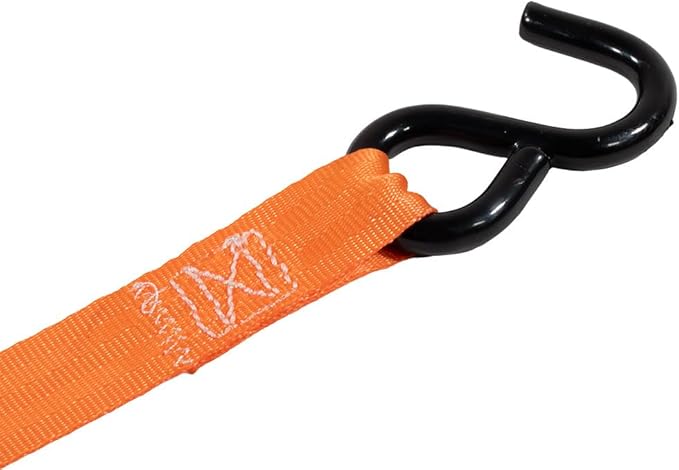 Mytee Products 8 Pack 1''x10' Bolt on Orange Retractable Ratchet Straps for Cargo - Coated S Hook Auto Retract Ratchet Straps - Self Ratcheting Strap for Boat Tie Down to Trailer & Jet Ski, ATVs