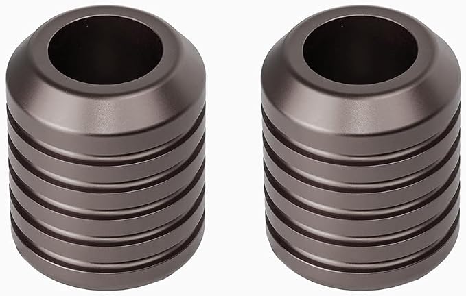 Advanblack CNC Aluminum Motorcycle Frame Sliders–Crash Bar Slider for Harley 1-1/4” Flat Out & Highway Crash Bars/Saddlebag Guards–Red, Gold, Black, Silver–Bolt-On Pair with Screws (Bronze CNC)