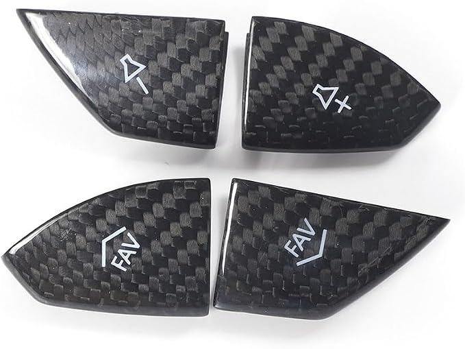 Real Dry Carbon Fiber Direct Manufacturer for 2014-2019 Chevrolet Corvette C7 Car Interior Decorative Accessories Volume Button Trim Cover 4 PCS (Black Carbon)