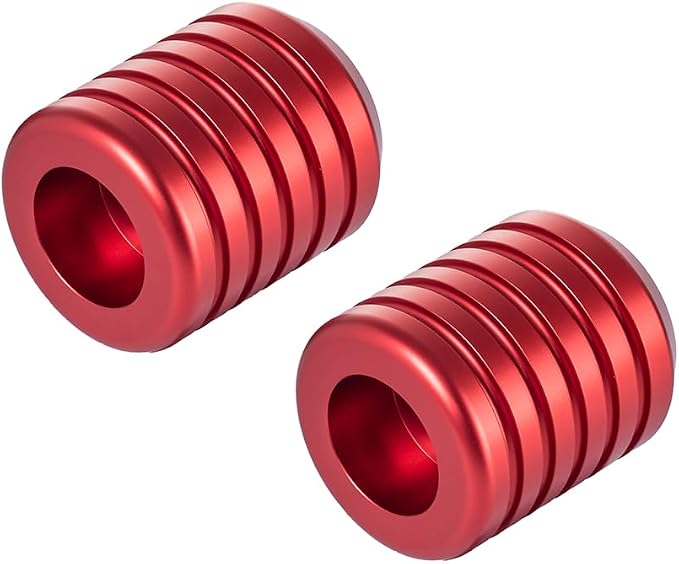 Advanblack CNC Aluminum Motorcycle Frame Sliders – Crash Bar Slider for Harley 1-1/4” Flat Out & Highway Crash Bars/Saddlebag Guards – Red, Gold, Black, Silver – Bolt-On Pair with Screws (Red CNC)