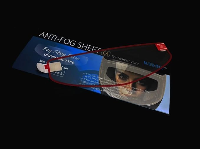 Universal Anti-Fog Film for Motorcycle Helmet Shield (3.7" x 10.6"), Visor Insert, Helmet Lens Sticker Anti-fog Shield Film - Made in Korea
