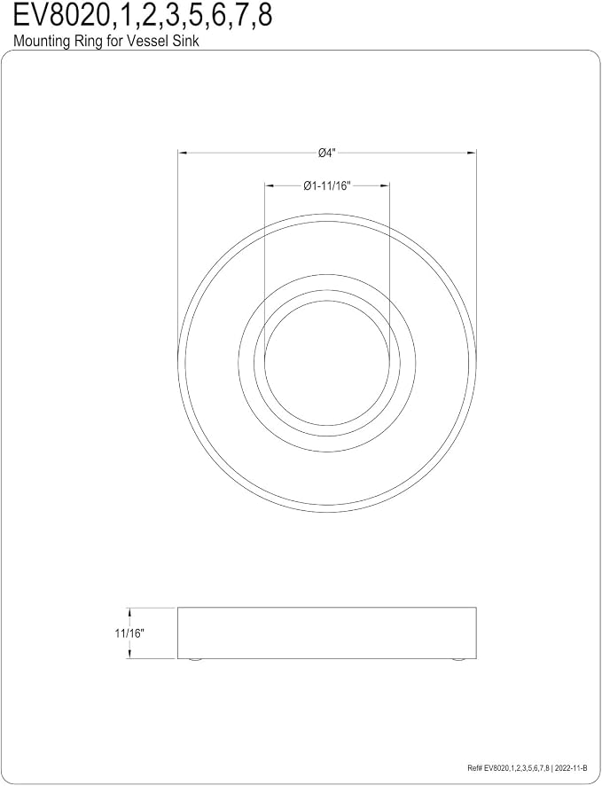 Kingston Brass EV8022 Fauceture Mounting Ring for Vessel Sink, Polished Brass