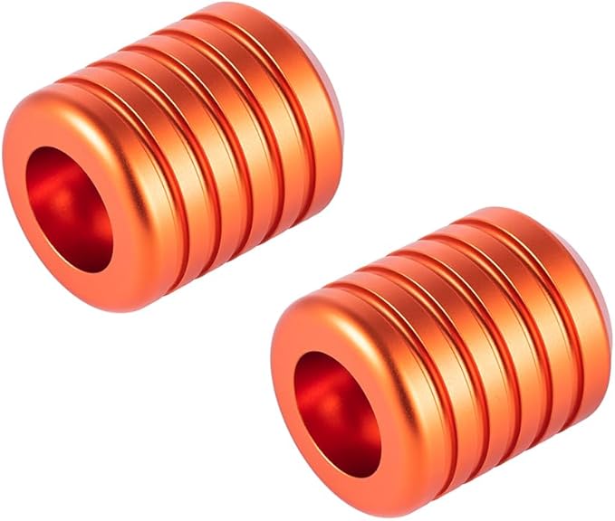 Advanblack CNC Aluminum Motorcycle Frame Sliders – Crash Bar Slider for Harley 1-1/4” Flat Out & Highway Crash Bars/Saddlebag Guards – Red, Gold, Black, Silver – Bolt-On Pair with Screws (Orange CNC)