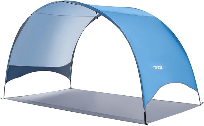VEVOR Beach Tent Sun Shelter for 4 Person, UPF 50+, Portable Sun Shade Beach with Carrying Bag & Ground Stakes, Lightweight and Easy Setup Beach Umbrella for Camping Fishing Outdoor Picnic