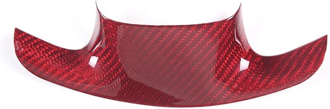 Steering Wheel Cover Trim Real Carbon Fiber 1PCS Compatible with Corvette C7 Z06 Z51 ZR1 Stingray 2014 2015 2016 2017 2018 2019 (Red Carbon)