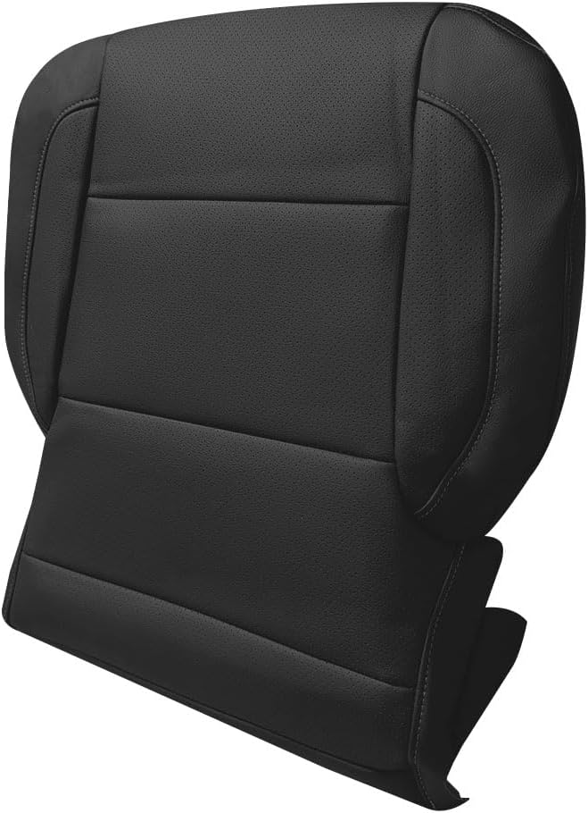 Driver or Passenger Side Bottom Perforated Leather Seat Cover Black Compatible with Chevy Silverado Tahoe Suburban Avalanche GMC Yukon Sierra 1500 2500HD 3500HD 2015-2019