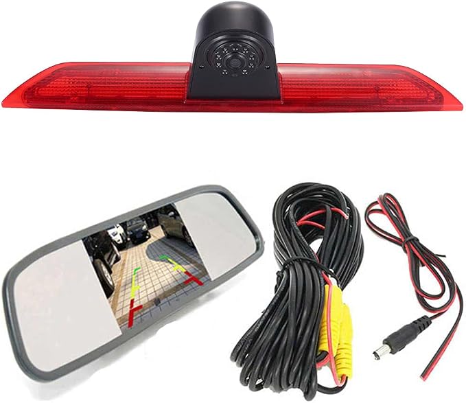 4.3" LCD Mirror+3rd Brake Light Rear View Backup Camera Brake Lamp Reverse Camera for Ford Transit tourneo Custom Jumbo Kasten V363 F150 F250 F350 V636 MK8 2012-2020