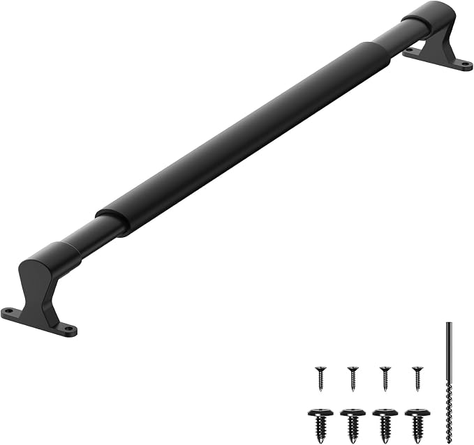 RV Screen Door Handle Grab Bar, 19.9" to 32.3" Adjustable Aluminum Camper Screen Door Crossbar, Sturdy Non-Slip Grip Ergonomic Universal Fit for Motorhome Camper Travel Trailer (Black)