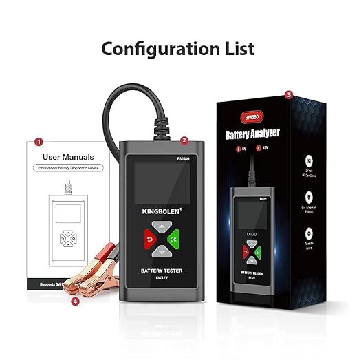 KINGBOLEN BM580 6V 12V Car Battery Tester, 100-2000CCA Voltage Tester, Precision Digital Auto Battery Analyzer, Loading/Charging/Starting System Tester for Cars SUV ATV Boats Motorcycles Vehicle