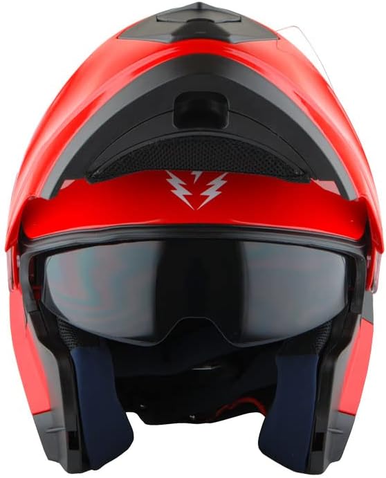 1Storm New Motorcycle Bike Modular Full Face Helmet Dual Visor Sun Shield: Glossy Red
