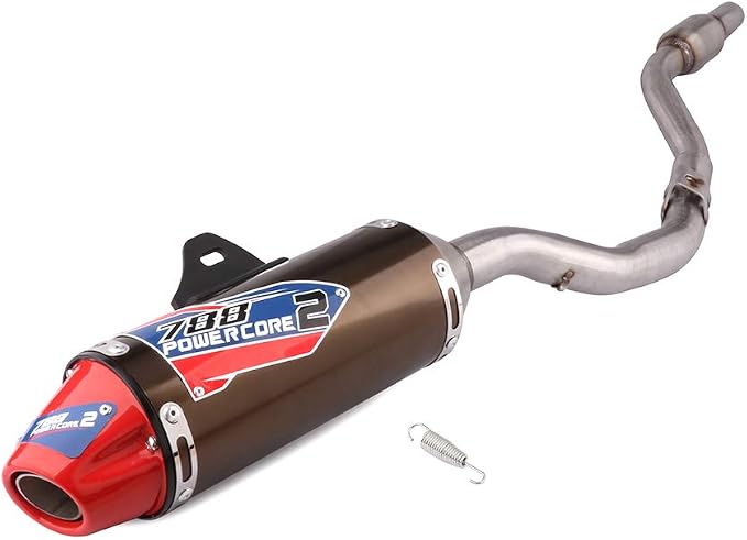 JFG RACING Full Slip On Exhaust Muffler - Complete Exhaust System For For CRF150F CRF230F CRF 230F 150F 2003-2013 / Hawk 250, Titanium