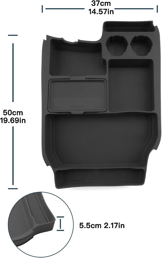 Ruiya 2026 Sienna Lower Console Organizer for 2021-2026 Toyota Sienna Accessories Silicone Material with Cup Holder Under Console Organizer Compatible with 2021-2025 2026 Toyota Sienna