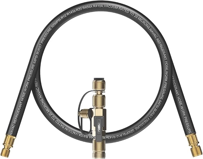NAVAC NEVK2 Rapid Evacuation Kit | Valve Core Removal Tool and Evacuation Hose | 1/4″ and 5/16″ Valve Core Removal Tool | 1/2“ to 1/4“ Fittings High- Flow Refrigerant Hose | 1 Year Warranty