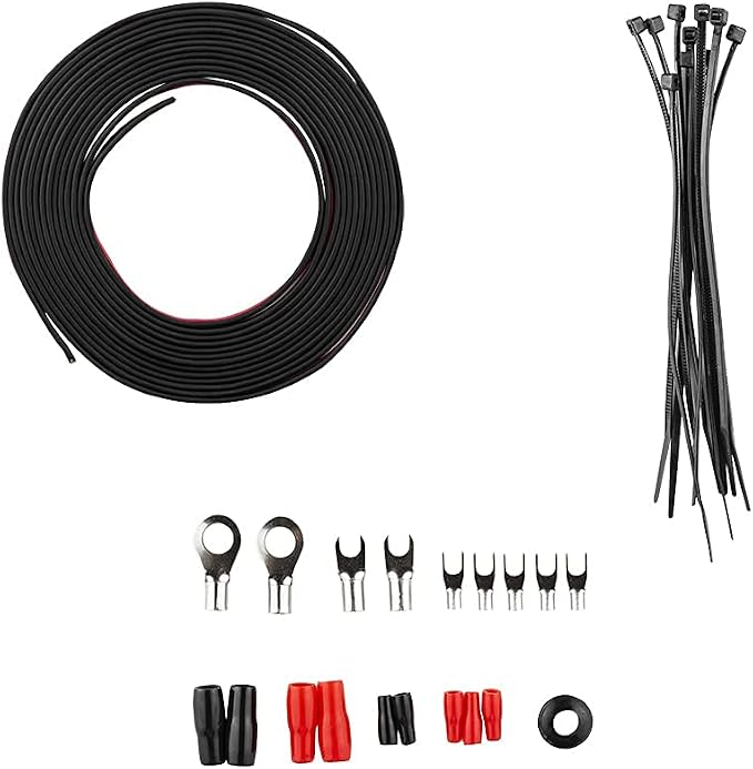 DS18 AMPKIT8 8 Gauge Amp Kit Amplifier Install Wiring 8 Ga Pro Installation Cables, 800 w (8 Gauge)