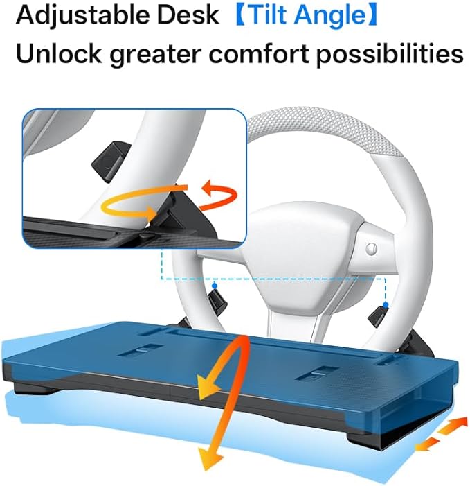 2-in-1 Car Steering Wheel Desk & Seat Gap Filler-Foldable Carbon Fiber Table for Laptop,Eating,Writing-Universal Fit Standard Round Steering Wheels