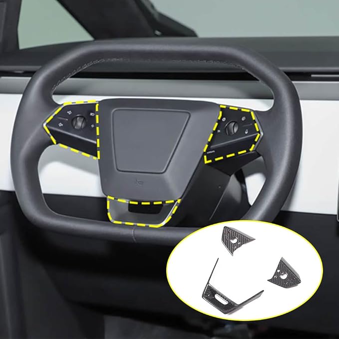 for Tesla Cybertruck 2024-2025 Center Console Button Panel Decorative Protective Cover, Genuine Carbon Fiber Car Interior Accessories, Luxury Carbon Fiber Panel (Black Carbon)