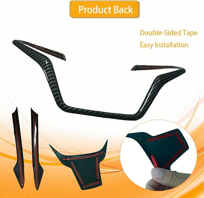 Steering Wheel Trim Decoration Sticker Compatible with Honda Civic Accessories 10th Gen 2016 2017 2018 2019 2020 2021 ABS Carbon Fiber Style (4 PCS)