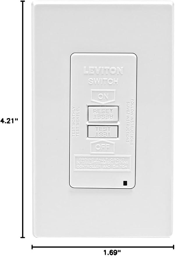 Leviton Blank Face GFCI, 20 Amp, Self Test, LED Indicator Light, Provides GFCI Protection Where an Outlet is not Needed, GFRBF-W, White (Pack of 10)