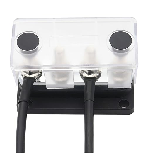 600A Bus Bar Copper 12V-48V, Heavy Duty Module 4 x 3/8" Posts Terminals Busbar Power Distribution Block, DC Battery Buss Bar M10 Negative Ground for RV Solar Car Boat Marine Truck, Black