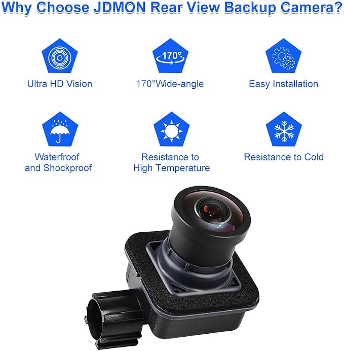 JDMON Backup Camera Replacement for Chrysler Pacifica 2017 2018 2019 2020 2021 2022 2023 Reverse Rear Park Assist Camera Replacement for 68227397AH 68227397AE 68227397AG