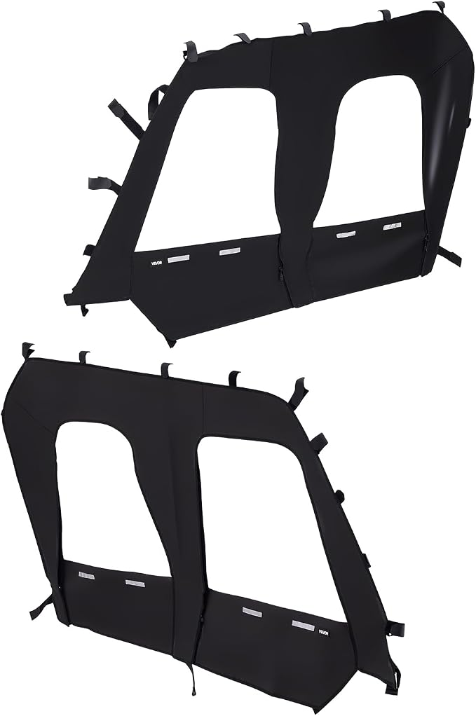 VEVOR Cab Enclosure Upper Doors, Compatible with Kawasaki Teryx4 2012-2022, Soft Upper Doors, Windproof & Waterproof Upgraded Zipper UTV Soft Side Window Kit, Work with Roof and Partial Windshields