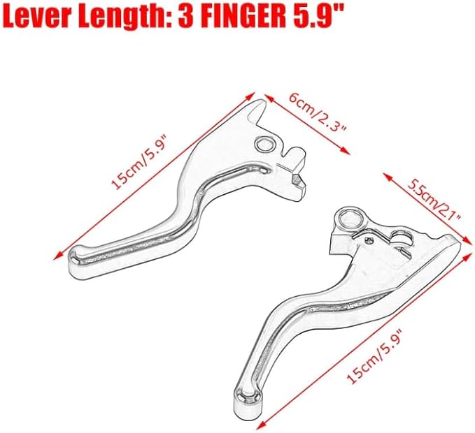 3 Finger 5.9" CNC Shorty Hand Control Lever Kit Brake Clutch Levers Fit for Harley Sportster 1996-2003, Dyna 1996-2017, Softail 1996-2014, Touring 1996-2007(Black)