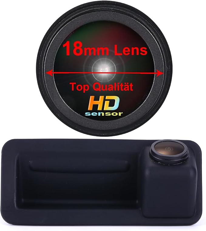 HD IP68 1280Pixels Auto Car Van 170° Trunk Handle Button Tail Gate Rear View Reversing Backup Camera Parking Aids System Compatible with Ford Mondeo/Fiesta/S-Max/Focus 2C 3C/Range Rover/Freelander 2