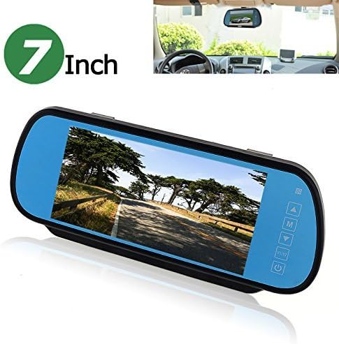 BW 7 Inch 16:9 TFT LCD Widescreen Car Monitor Car Rear View Mirror with Touch Button, HD 800(W)x 480(H) Resolution, Two Ways of Video input
