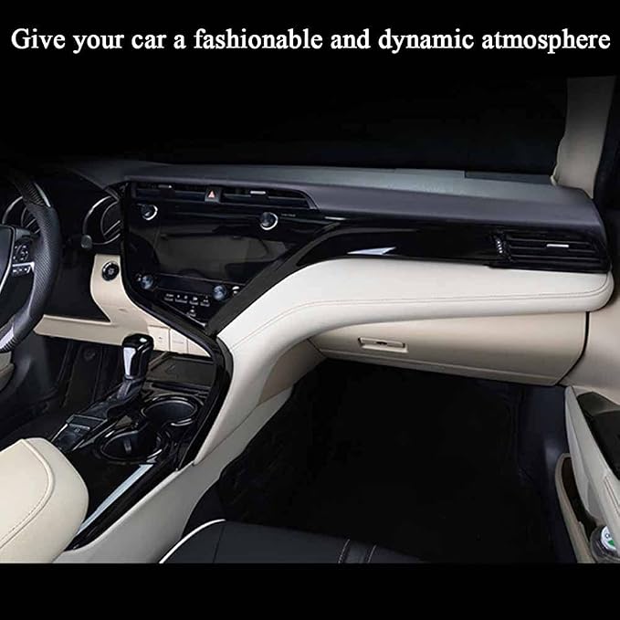 Rifoda for Camry 2018 2019 2020 2021 2022 ABS Accessories Center Console Gear Shift Panel Cover Fit for Carmy XLE XSE and All Hybrid Editon Interior Trims Bright Black