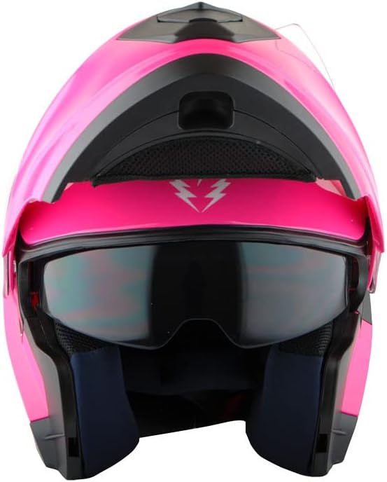 1Storm New Motorcycle Bike Modular Full Face Helmet Dual Visor Sun Shield: Glossy Pink