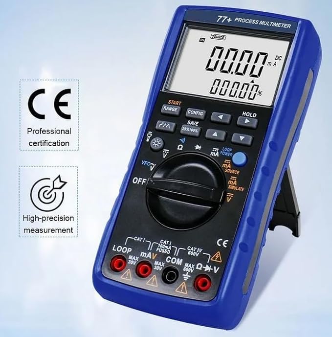 TH77 Process Multimeter Calibrator Meter Multifunctional DMM,250Ω HART Loop Resistance,24V Loop Power Supply and Measuring the Current