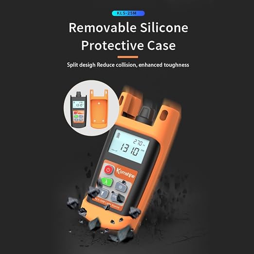 Fiber Optic Light Source KLS-25M SM 1310/1550nm + 2.5mm Universal Interface + LED Lights + Mini Case Protection Design Compact & Generous FTTH Fiber Optical Test Tool