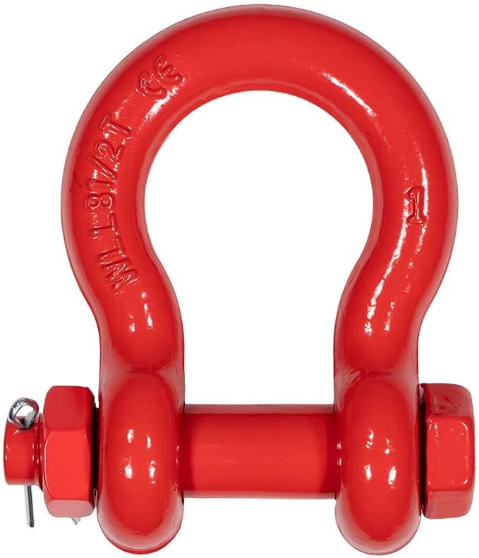 Mytee Products 2 Pack 1" Anchor Shackle Forged Carbon Steel w/Safety Screw Pin Load Limit 17,000 lbs, Double Rust Protection Heavy Duty D Ring Bolt Type Shackle for Towing, Rigging
