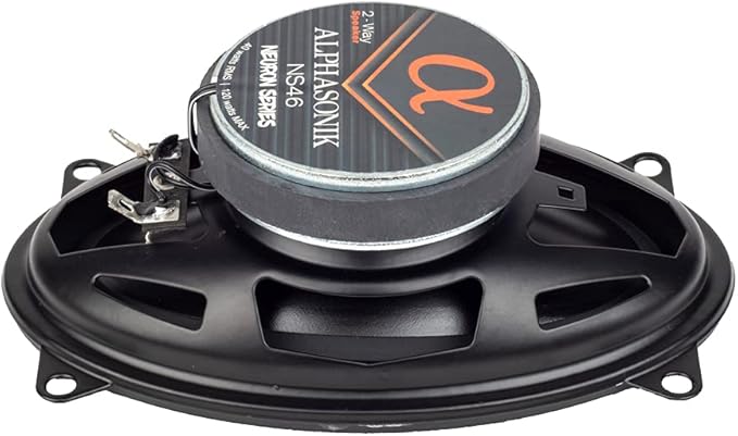 Alphasonik 1 Pair of NS46 Neuron Series 4x6 (240 Watts Max for The Pair) 120 Watts Max Per Speaker 2-Way Full-Range Car Audio Speaker with PEI Dome Tweeter Polypropylene Cone