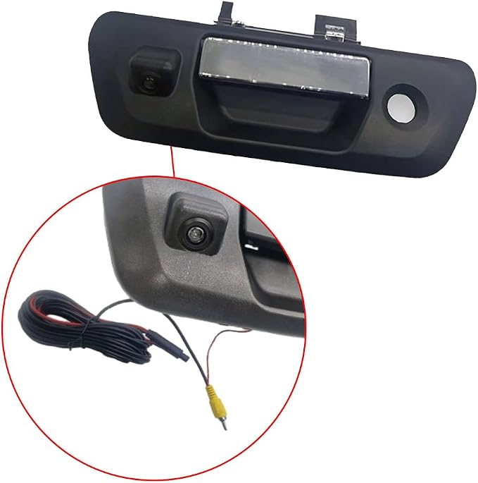 Riloer Tailgate Handle Rear View Backup Camera with Dynamic Guidelines Black, Compatible with Nissan 2015-2018 Navara D23 NP300, CCD (Charge-Coupled Device) Tailgate Door Handle Camera