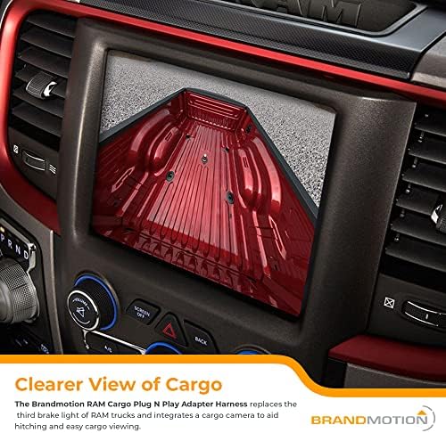 Brandmotion RAM Cargo Plug N Play Adapter Harness FLTW-7627 (2013-2018) Heavy-Duty Seamless 3rd Brake Light Camera Integration for Factory Radio with Toggle Switch