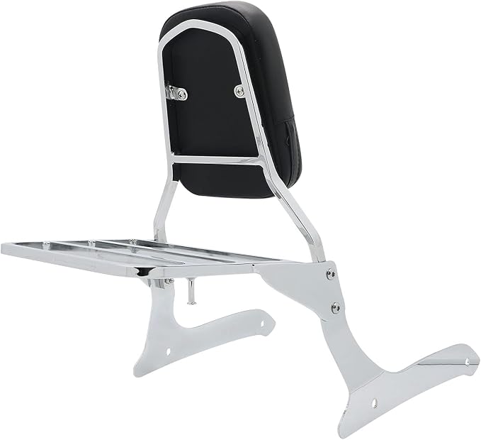 Passenger Backrest Sissy Bar & Luggage Rack Portable Compatible with Yamaha XVS1300 XVS1300A Midnight V-Star 2007-2015 (Chrome)