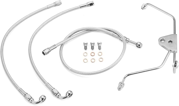 Mofun 45" Extended Length Hydraulic Stainless Steel Front Brake Line Kit Non-ABS Compatible with Harley Touring Street Glide Road Electra Glide Road King 2008-2013, Fit 12"-14" Handlebar Chrome