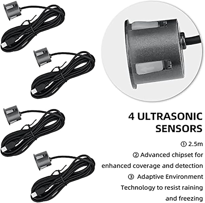 Parking Sensor Kit Backup Sensor Kit Reverse Sensor for Car 18 Color Options for Probes Adjustable Alarm Volume Professional Sensore de Reversa para Carro Safe Driving Assistant(LightGrey)