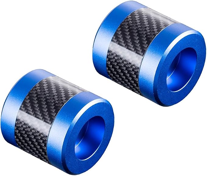 Advanblack ProTek Machined 1.25" Crash Bar Sliders Decorative Wheel Rotatable End For Front Engine Guard Harley Saddlebag Guards (Blue CNC w/Carbon Inlay)
