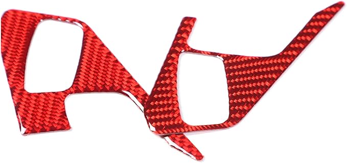 Steering Wheel Button Cover Compatible with Chevrolet Corvette C8 2020-2023, Steering Wheel Frame Trim, Car Steering Wheel Panel Protection Frame Molding Sticker (Red soft carbon fiber 3 holes)
