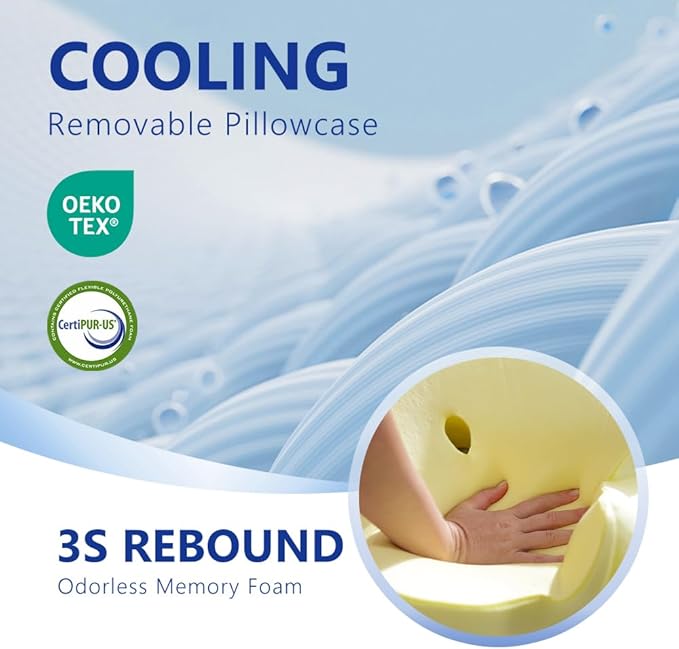 Cervical Neck Pillow for Neck Pain Relief and Sleeping, Ergonomic Contour Neck Support Pillow with Breathable Pillowcase, Memory Foam Pillow for Side, Back, Stomach Sleepers