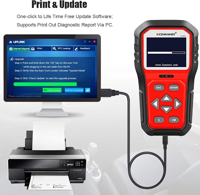 KONNWEI KW860 OBD2 Scanner Car Code Reader Diagnostic Scan Tool with Enhanced Live Data Stream and Upgraded Graphing Battery Status Check Function