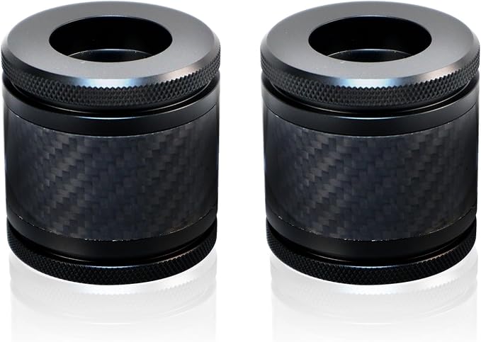 Crash Bar Sliders End Caps CNC Carbon Fiber Inlay Decorative Sliders Fits for 1.25" Front Engine Guard Rear Saddlebag Guard CNC 60mm (Black)