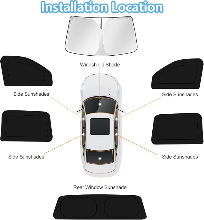 KUST Car Window Shades for Dodge RAM 1500 Laramie 2013-2018 Windshield Sun Shade Side Window Cover UV Block Privacy Protection Accessories for Camping Blackout Rear Back Full Set 6PCS