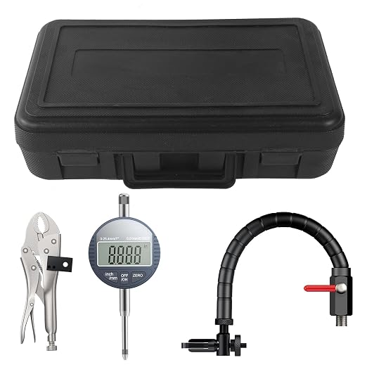 HDLNKAK Premium Disc and Rotor/Ball Joint Digital Gage, 1'' by 0.0005'' Indicator and 360 Deg Flexible Stem Holder,Automobile Brake disc Flatness Measurement Tool