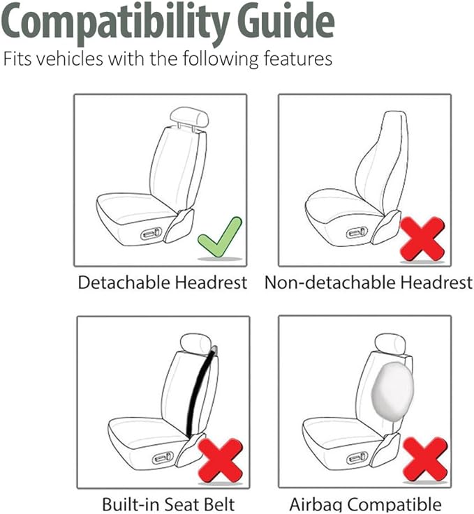 FH Group Car Seat Covers Flat Cloth Front Seats Only Beige Automotive Seat Cover, Airbag Compatible Universal Fit Interior Accessories Cars Trucks SUV Combo Steering Wheel Cover & Seat Belt Pads